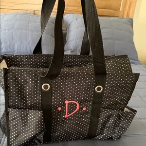 Thirty one Polka Dot Black Tote Bag